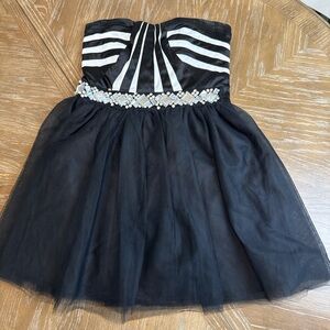 Love Reign Black and White Strapless Tulle beaded Party Dress